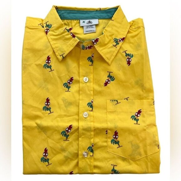 NEW Disney Camp Shirt Button Down Moana Hei-Hei Yellow Men’s Small - Picture 12 of 12